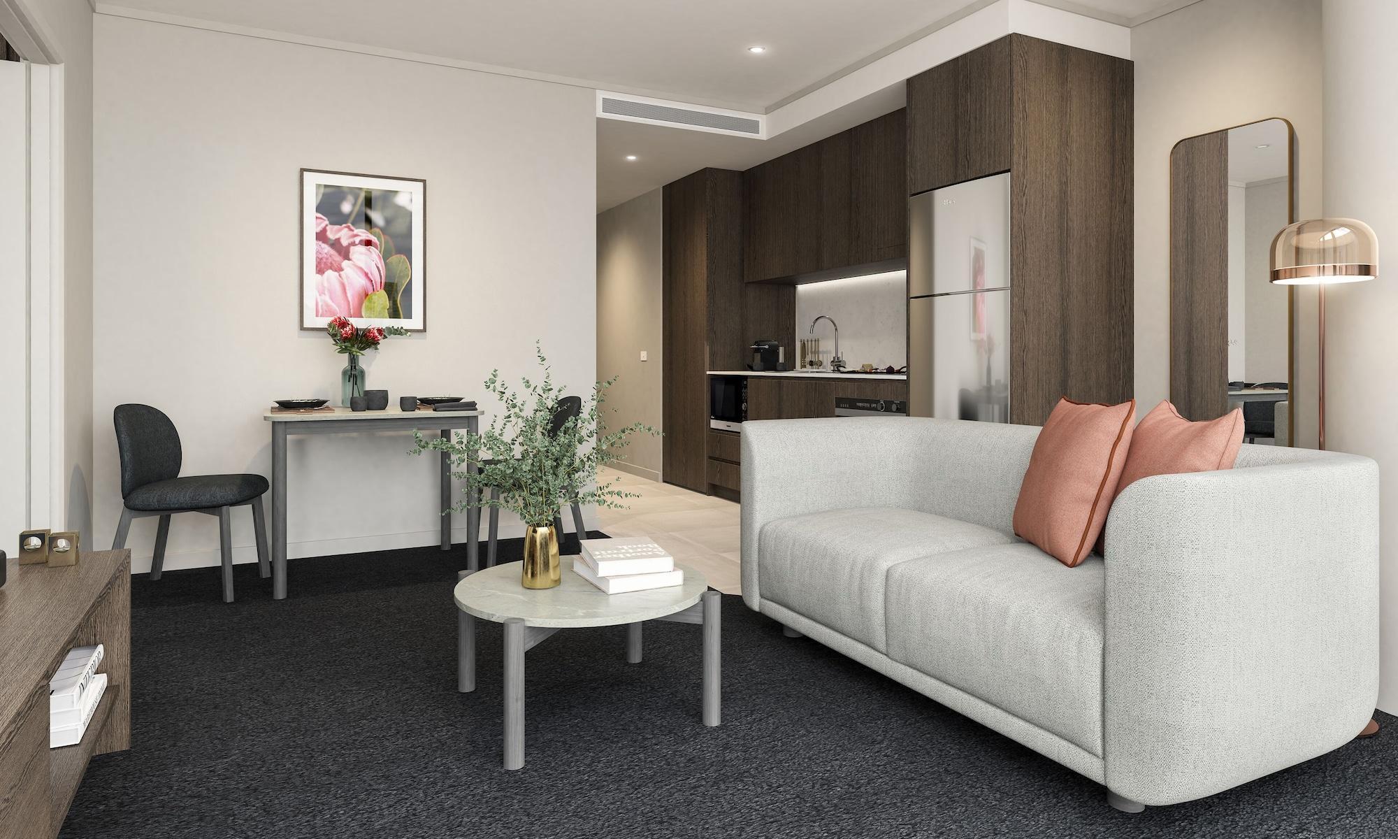 Oakwood Premier Melbourne Aparthotel Exterior photo The interior of a typical apartment at the new residential college